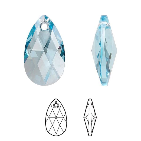 Drop 1pk aquamarine, Crystal Passions&reg; 22x13mm pendant pear 6106 image number 0
