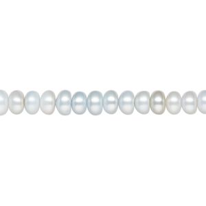 Pearl, cultured freshwater (dyed), polar blue, 5-6mm button, C grade, Mohs hardness 2-1/2 to 4. Sold per 15-inch strand.