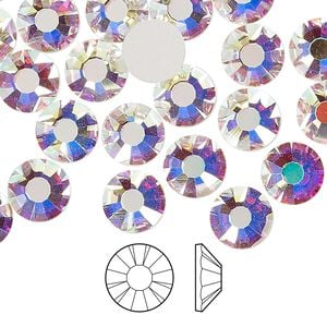 Flat back 12pk crystal AB foil back, Preciosa MAXIMA Czech crystal rhinestone 8.41-8.67mm chaton rose round SS40