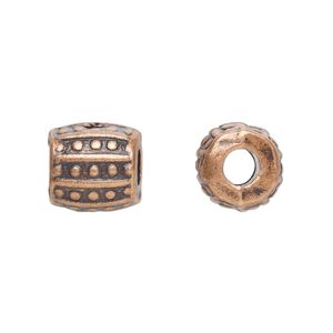Bead 1pkg20 copper-plated "pewter", 10mm barrel, antique Dione&reg;