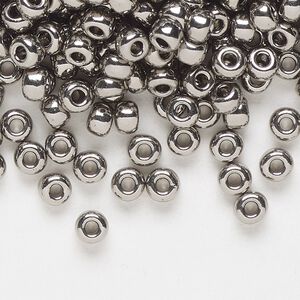 Seed bead, Miyuki, glass, pkg/250g, #6 rocaille, opaque nickel-plated, (RR-190).