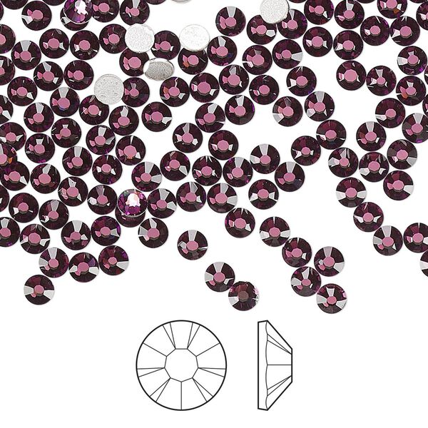 Flat back 1440pk amethyst foil back, Preciosa MAXIMA Czech crystal hotfix rhinestone 3-3.2mm chaton rose round SS12 image number 0
