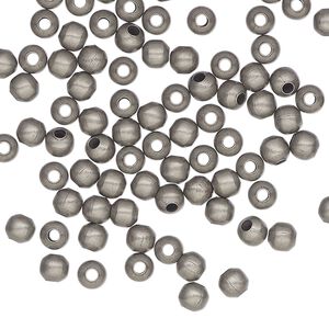 Bead 1pkg500 silver-plated, 4mm round, steel antique