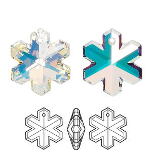 Drop 1pk crystal AB, Crystal Passions&reg; 20x17mm pendant snowflake 6704