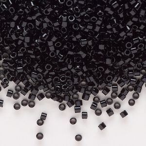 Seed bead, Delica&reg;, glass, pkg/250g, #10 round, opaque black (DBM-0010).