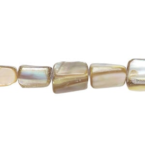 Mother-of-pearl shell 1pkg1, stick bead 15 inch yellow / beige 9x5mm-12x8mm