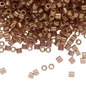 Seed bead, Delica&reg;, glass, pkg/50g, #8 round, translucent gold luster light topaz (DBL-0115).