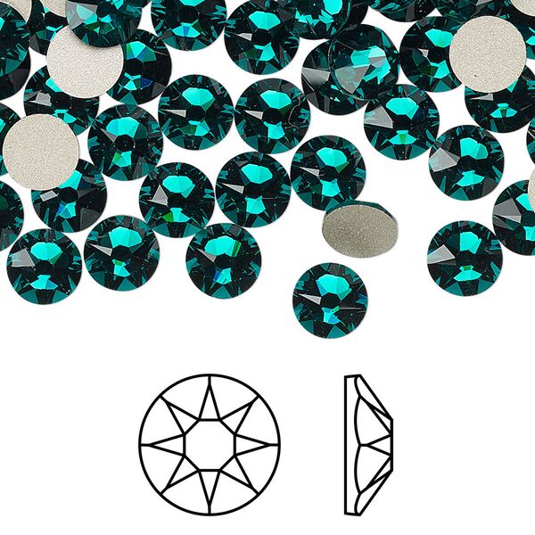 Flat back 288pk emerald foil back, Swarovski&reg; 6.32-6.5mm rose round SS30 2088 image number 0