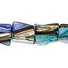 Mother-of-pearl shell 1pkg3, rectangular tube bead 14 to 15 inch blue / turquoise blue / brown 15x6mm-15x9mm image number 0