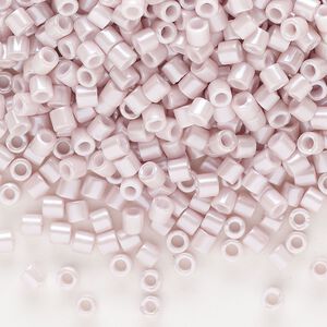 Seed bead, Delica&reg;, glass, pkg/50g, #8 round, opaque glazed luster pale rose (DBL-1534-1).