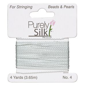 Thread, Purely Silk&trade; 2pkg2yd, aqua blue, medium-heavy, size #4, 24-pound test, card.