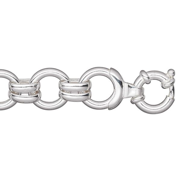 Chain 1pkg1 sterling silver round, 16mm / springring clasp, 7 inch image number 0