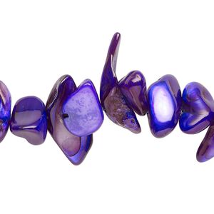 Mother-of-pearl shell 1pkg1, chip bead 30 inch royal purple small to extra-large