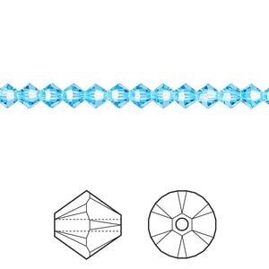 Bead 48pk aquamarine, Crystal Passions&reg; 4mm bicone 5328