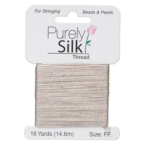Thread, Purely Silk&trade;, grey, size FF. Sold per 16-yard card.