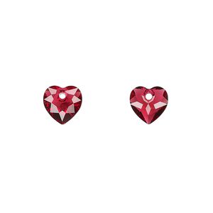 Drop 4pk scarlet, Crystal Passions&reg; 8mm pendant heart cut 6432