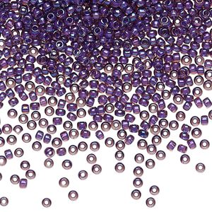 Seed bead, TOHO BEADS&reg;, glass, pkg/7.5g, #11 round, opaque rainbow purple-lined rosaline (TR-11-928).
