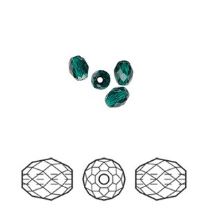 Bead 4pk emerald, Crystal Passions&reg; 5x4mm olive briolette 5044