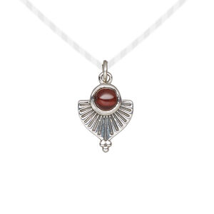 Drop 1pkg1, antiqued sterling silver and garnet (natural), 14x11.5mm fan