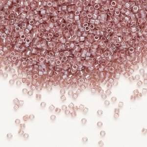 Seed bead, Delica&reg;, glass, pkg/7.5g, #11 round, translucent glazed luster light rose (DB-1482-1).