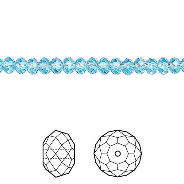Bead 720pk aquamarine, Swarovski&reg; 4x3mm rondelle 5040 image number 0