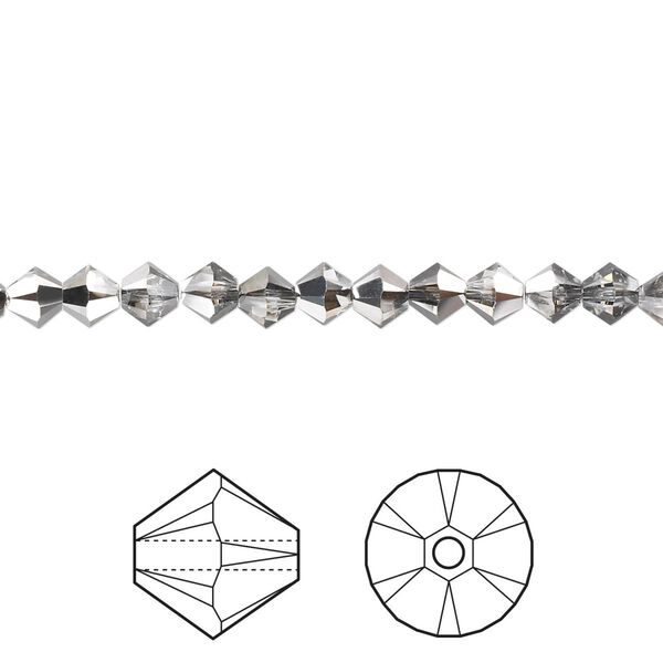 Bead 48pk crystal silver night, Crystal Passions&reg; 4mm bicone 5328 image number 0