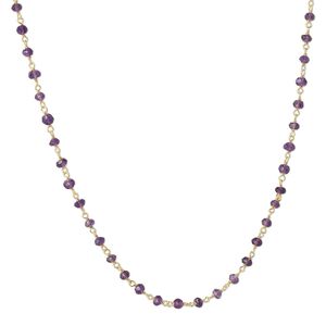 Necklace, amethyst (natural) and gold-finished sterling silver, 3.5-4mm faceted rondelle, 18 inches with S-hook clasp. Sold individually.