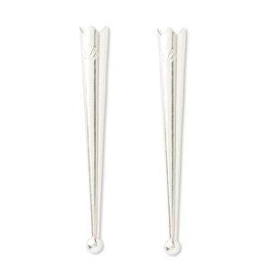 Bolo tip 1pkg2 sterling silver, 55x6mm / 4mm ball / 5mm inside diameter