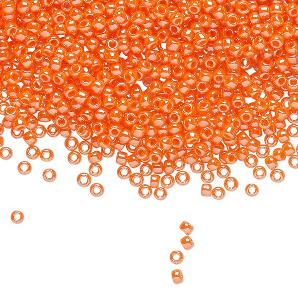 Seed bead, TOHO BEADS&reg;, glass, pkg/50g, #11 round, opaque luster pumpkin (TR-11-129). image number 0