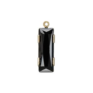 Drop 1pk jet gold plate, Crystal Passions&reg; 25x8mm rectangle 11004