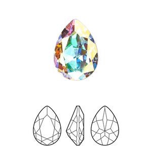 Fancy stone 1pk crystal AB foil back, Preciosa MAXIMA Czech crystal rhinestone 18x13mm pear