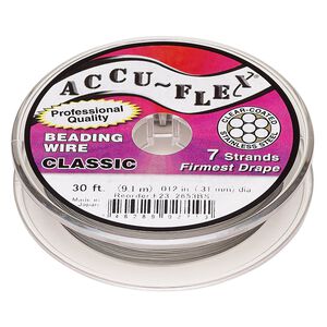 Beading wire, Accu-Flex&reg;, nylon and stainless steel, clear, 7 strand, 0.012-inch diameter. Sold per 30-foot spool.