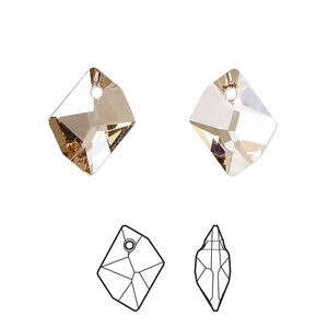 Drop 1pk crystal golden shadow, Crystal Passions&reg; 14x11mm pendant cosmic 6680