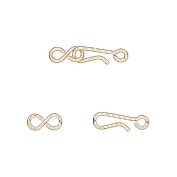 Clasp hook&eye 1pkg1 14Kt gold-filled, 10x4mm hook / 9x4mm eye, 1-strand image number 0