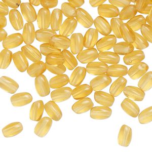 Bead, Czech glass, translucent topaz, 5mm oval. Sold per 1-ounce pkg, approximately 240 beads.