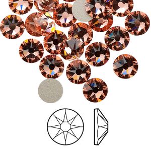 Flat back 144pk rose peach foil back, Swarovski&reg; 7.07-7.27mm rose round SS34 2088