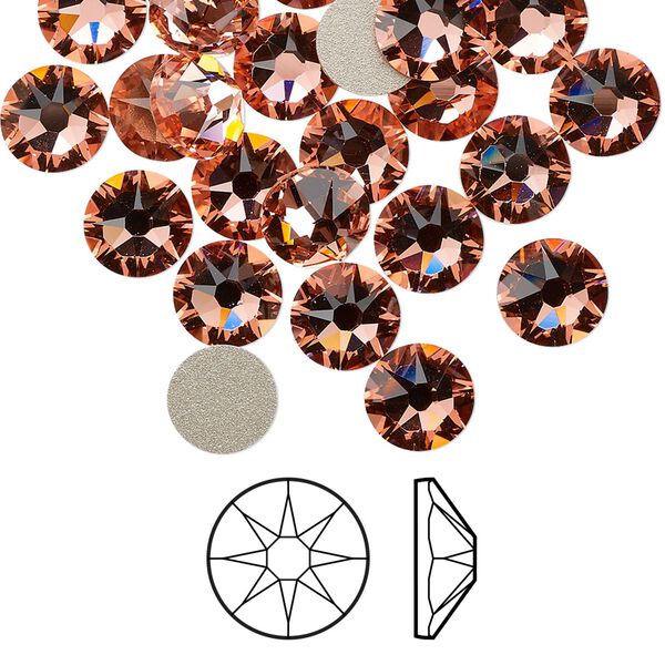 Flat back 144pk rose peach foil back, Swarovski&reg; 7.07-7.27mm rose round SS34 2088 image number 0
