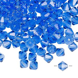 Bead 288pk sapphire, Preciosa Czech crystal 6mm bicone