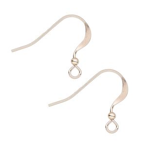 Ear wire fishhook 1pkg2 14Kt rose gold-filled, 17mm flat / 2mm ball / open loop, 22 gauge 1 pair