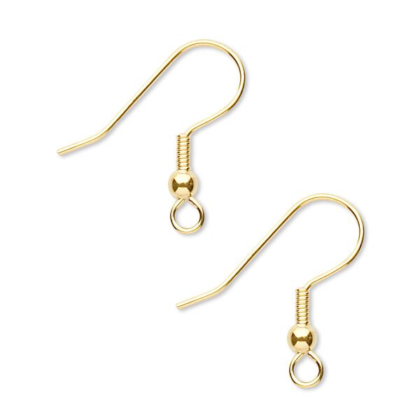 Ear wire fishhook 1pkg100, 20mm coil / 3mm ball / 4mm coil / open loop, 21 gauge gold-finished stainless steel 50 pair image number 0