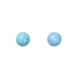 Bead, "opal" (silica and epoxy) (man-made), turquoise blue, 8mm round. Sold individually.