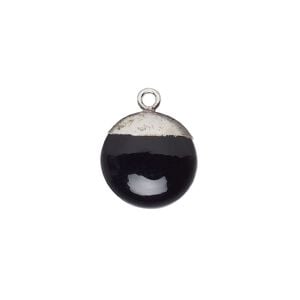 Drop 1pkg1, electroplated sterling silver and black onyx, 12mm hand-cut puffed flat round