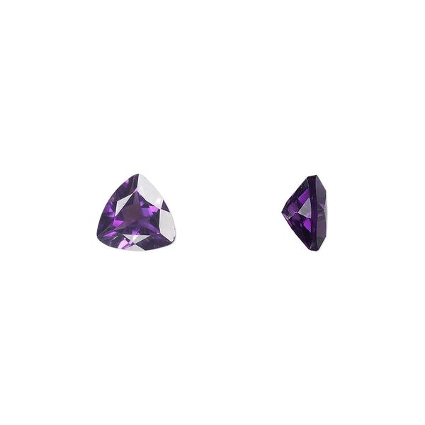 Amethyst 1pkg1, hand-cut faceted triangle gem natural 7mm image number 0