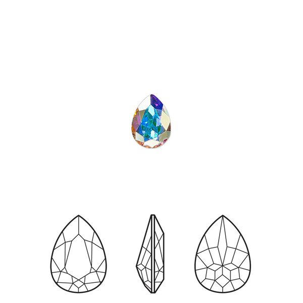 Fancy stone 180pk crystal AB foil back, Swarovski&reg; 8x6mm pear 4320 image number 0