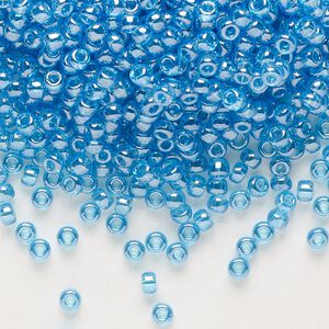 Seed bead, Miyuki, glass, pkg/250g, #8 rocaille, translucent luster ocean blue, (RR-321D).