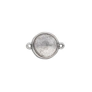 Link, Almost Instant Jewelry&reg;, antiqued pewter (tin-based alloy), 14mm round with 12mm rivoli setting. Sold individually.