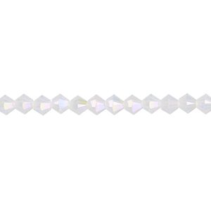 Bead 48pk white opal shimmer 2X, Crystal Passions&reg; 4mm bicone 5328