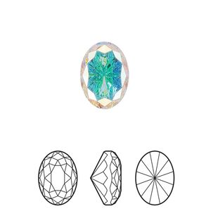 Fancy stone 48pk crystal AB foil back, Swarovski&reg; 14x10mm magical oval 4160