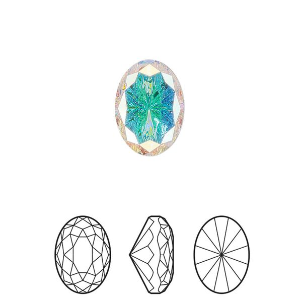 Fancy stone 48pk crystal AB foil back, Swarovski&reg; 14x10mm magical oval 4160 image number 0