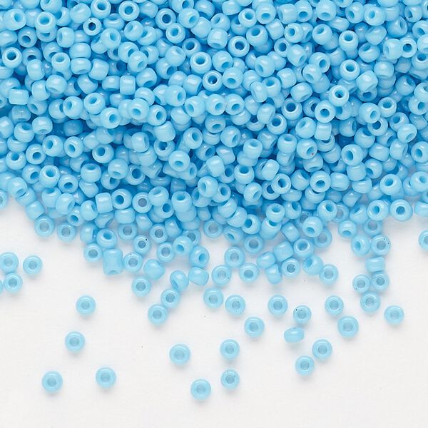 Seed bead, Dyna-Mites&trade;, glass, pkg/1/2kg, #11 round, opaque aqua blue, (742 11/0 RR). image number 0